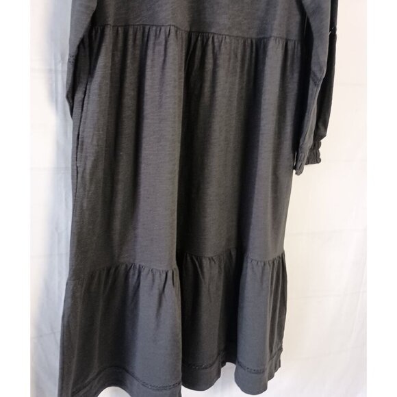 Denim & Co Canyon Retreat Linen Midi Dress Washed Black 1X NWT With Pockets - Picture 4 of 6